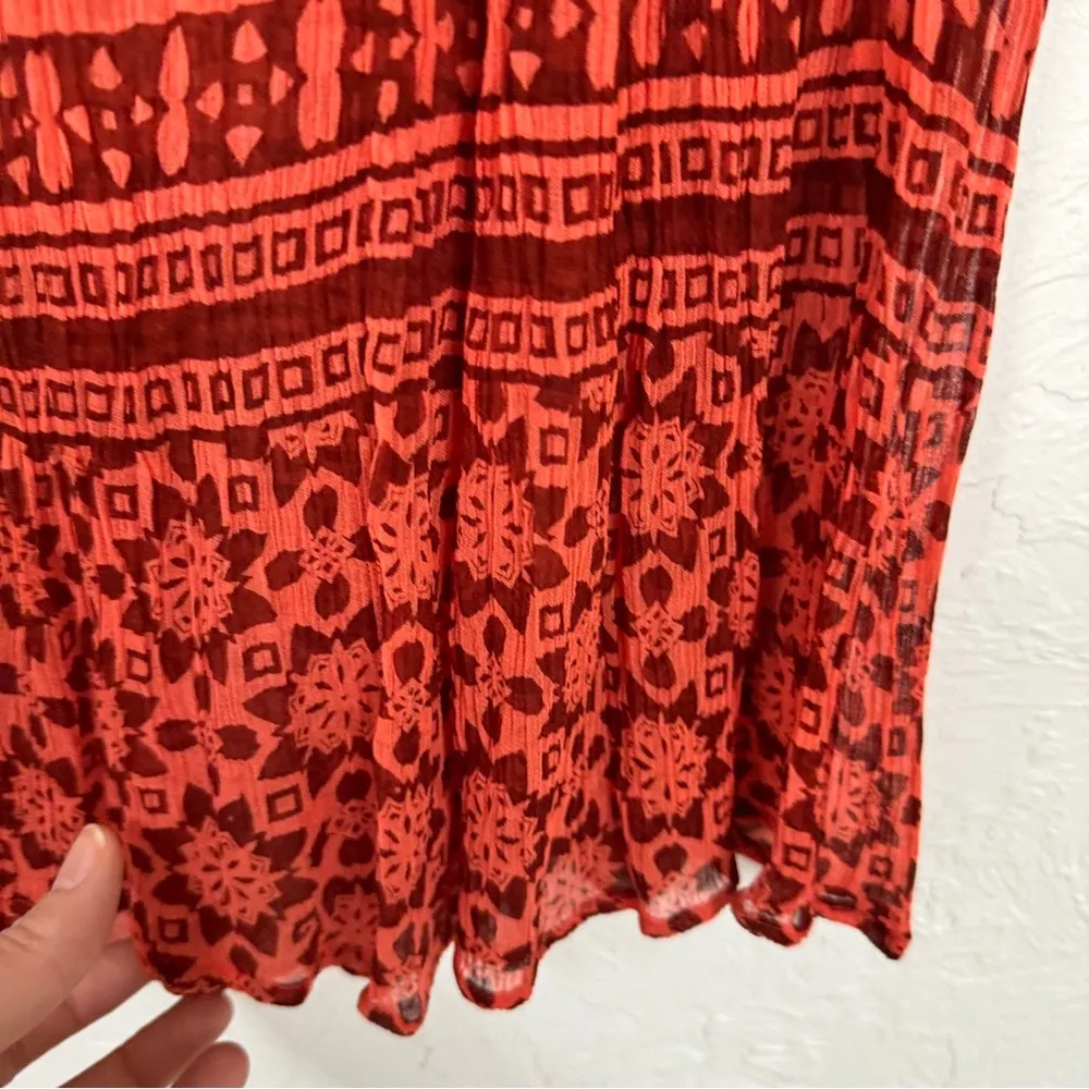 Maeve Anthropologie Red Orange Sheer Long Sleeve Babydoll Dress Womens 0 Casual - Image 4