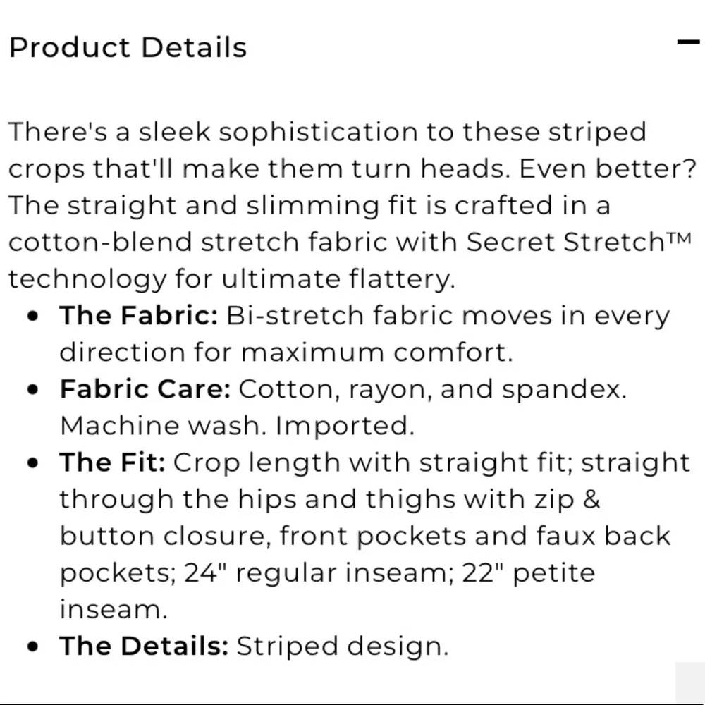 Chico’s Black & White Striped Straight Leg Cropped Capri Pants 1 M 8 - Image 9