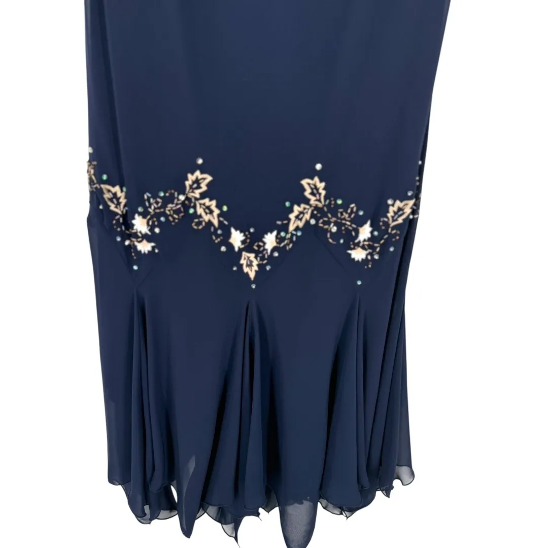 SL Fashions Sleeveless Beaded Handkerchief Hem Midi Dress Sz 12 Fairy Whimsigoth Blue - Image 6