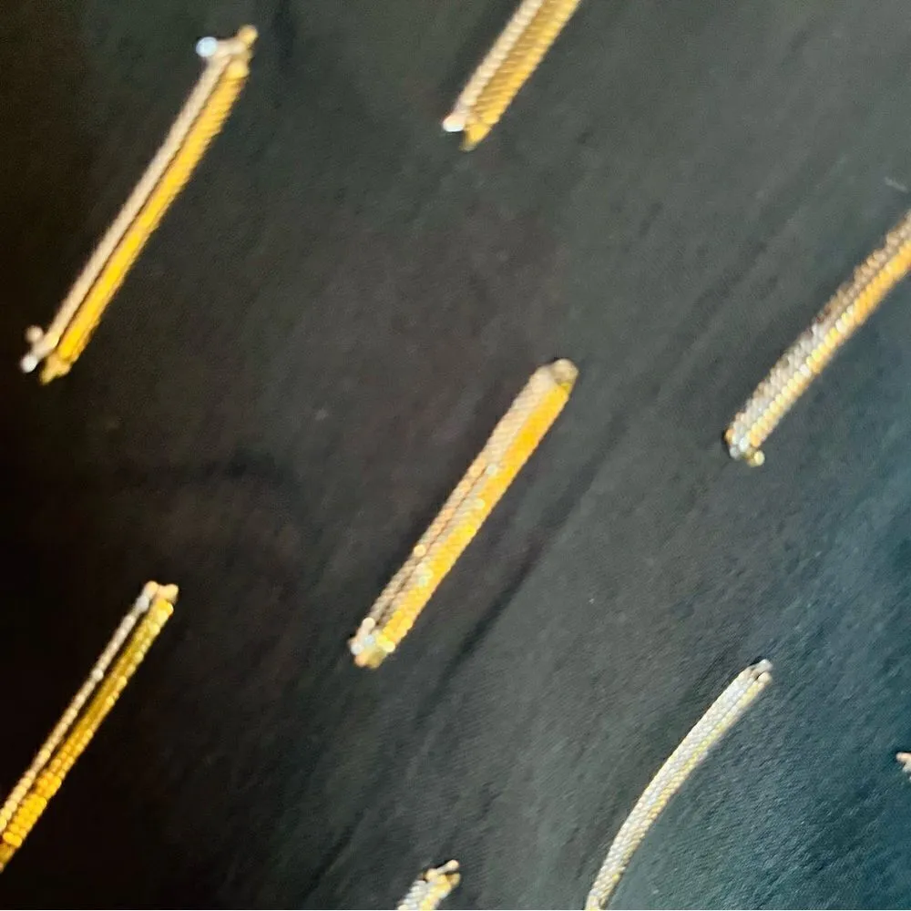 BAND OF GYPSIES Gold Metallic Flocked Overlay Midi Skirt Black M NWT - Image 8