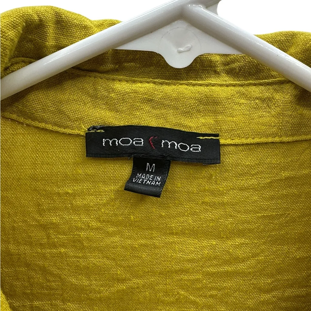 Moa Moa Mustard Yellow Long Sleeve Button Up Collared Pocket Shirt Womens Medium - Image 10