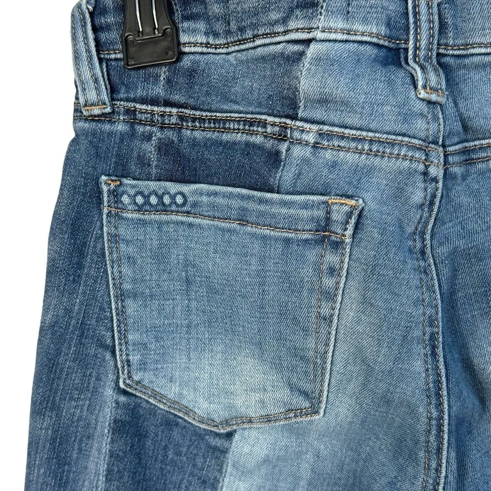 Blank NYC SZ 25 High & Low Skinny Crop Jeans Patchwork Zip-Fly Frayed Step Hem - Image 9