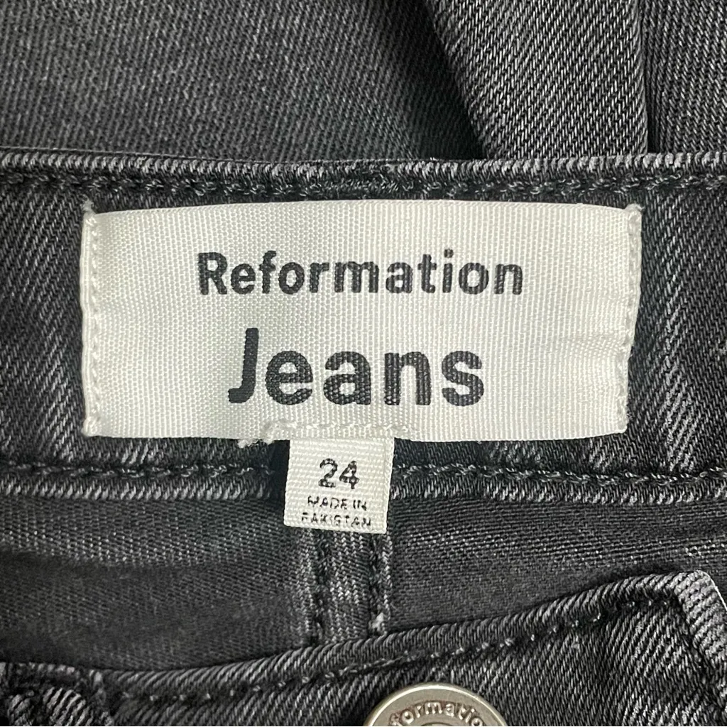 Reformation Wynn Ultra High Rise Slim Straight Jeans Black Wash Size 24 | 00 - Image 11