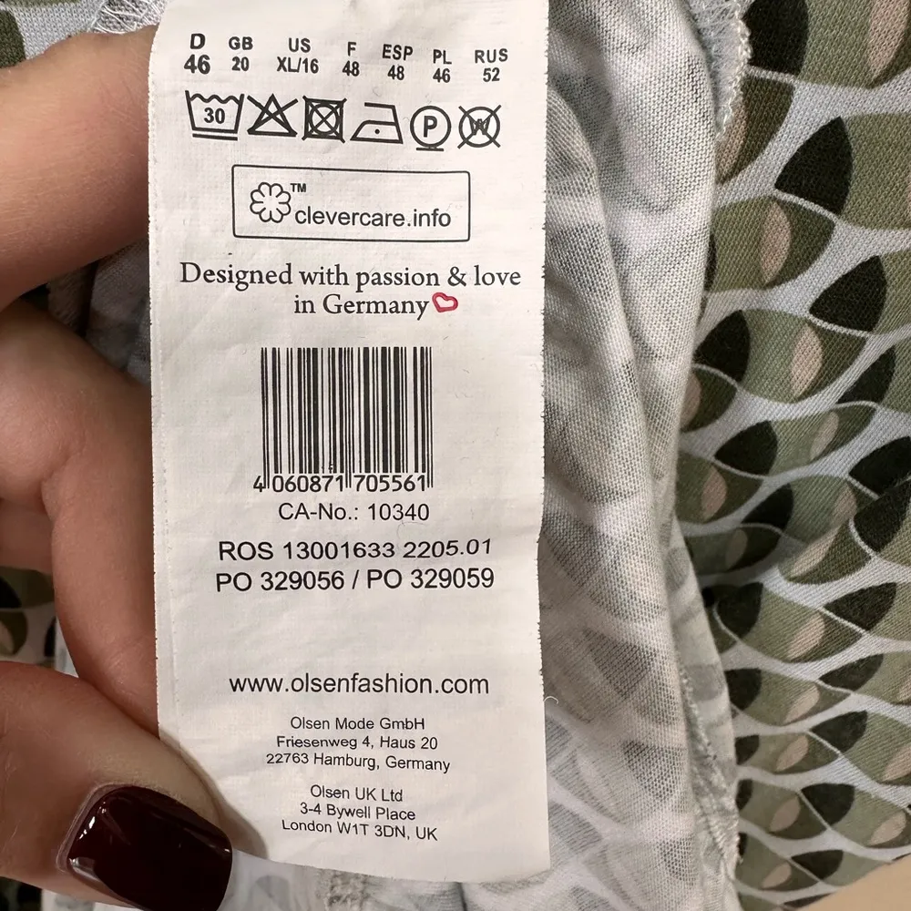 Olsen Dropped Waist Tiered Skirt Mid Length Dress Short Sleeve Eco Friendly Green Size XL - Image 5