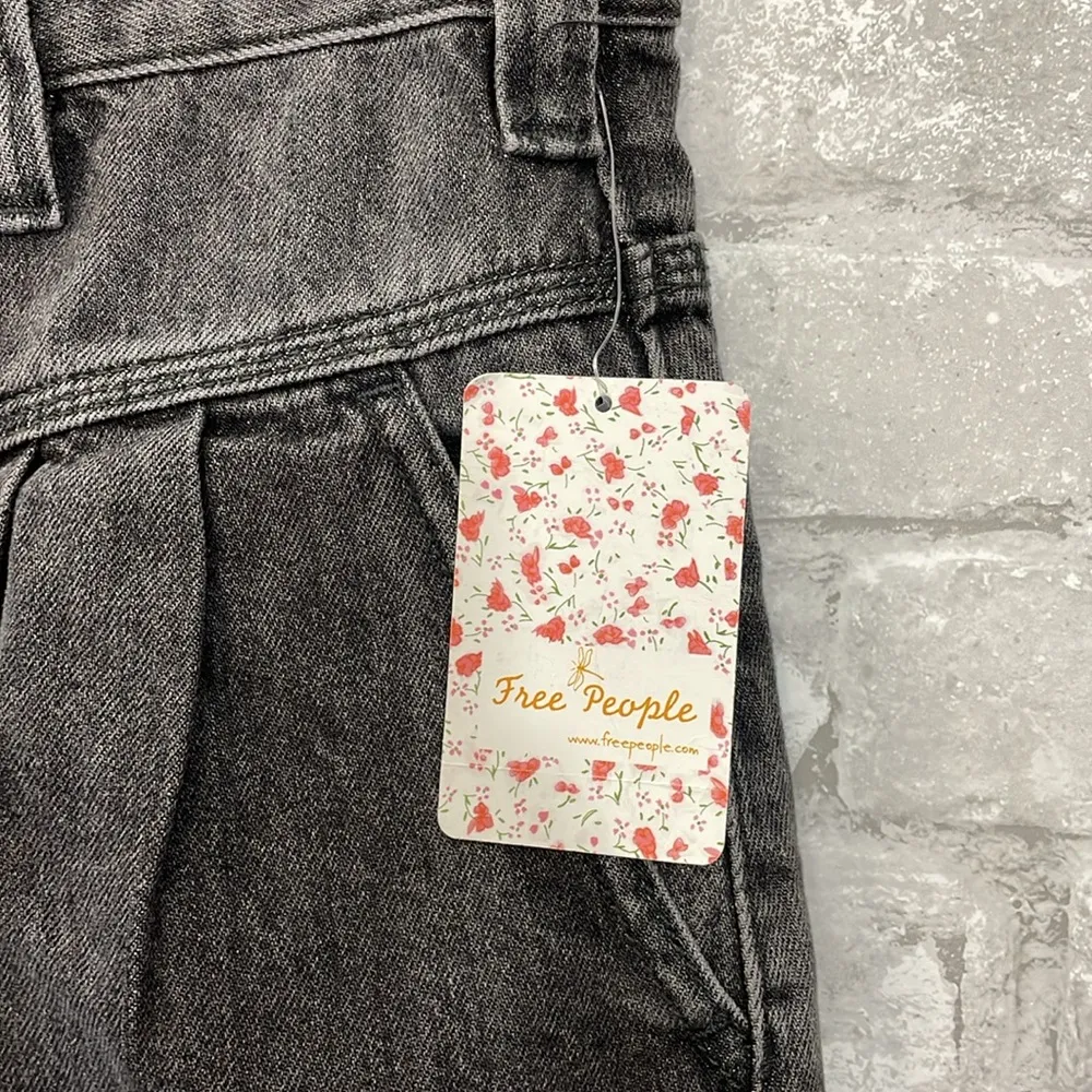 Free People Black Washed Denim Mini Skirt - Image 2