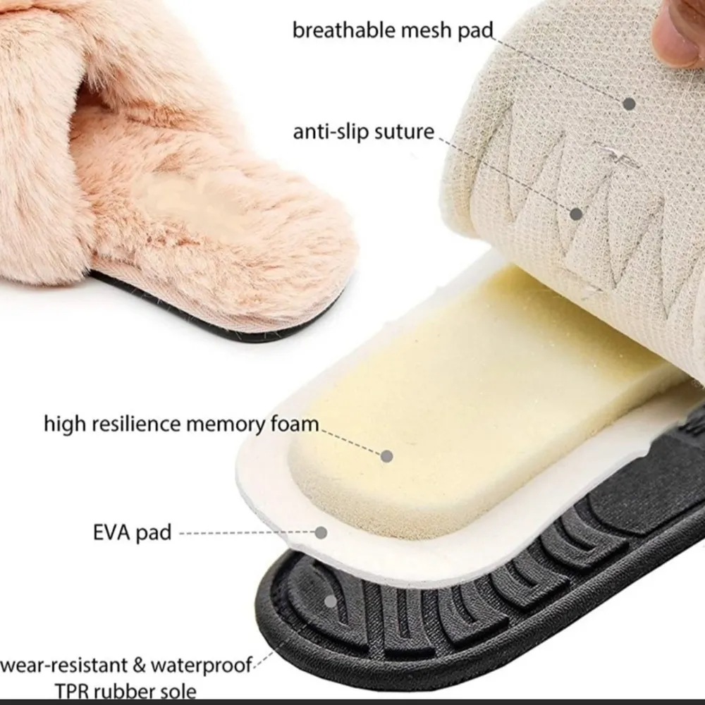 Woman’s Gray Fluffy Faux Fur Slippers Size undefined - Image 2