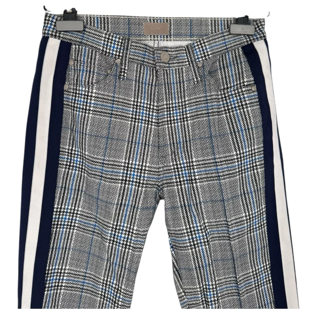 MOTHER The Insider Ankle Pant in Grey & Blue Plaid with Side Stripe size 26 NWT Gray - Image 3