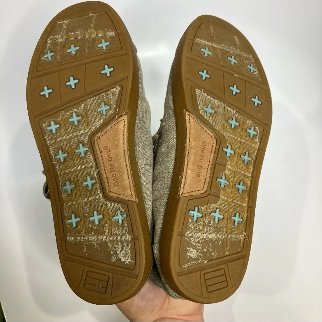 Toms highland botas fleece lined lace up boots gray cream‎ women’s size 7 casual - Image 9