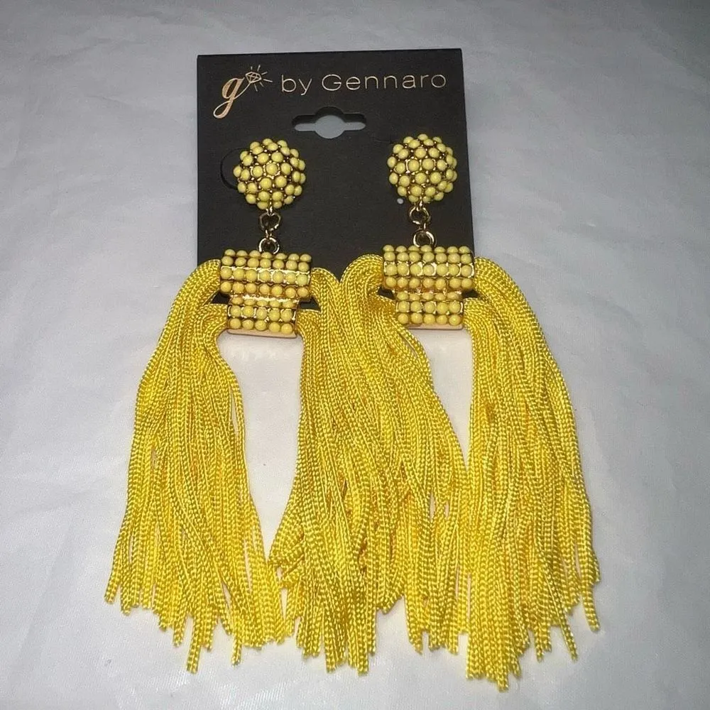 G‎ by Gennaro Boho Bright Yellow Tassel Earrings Yellow - Image 6