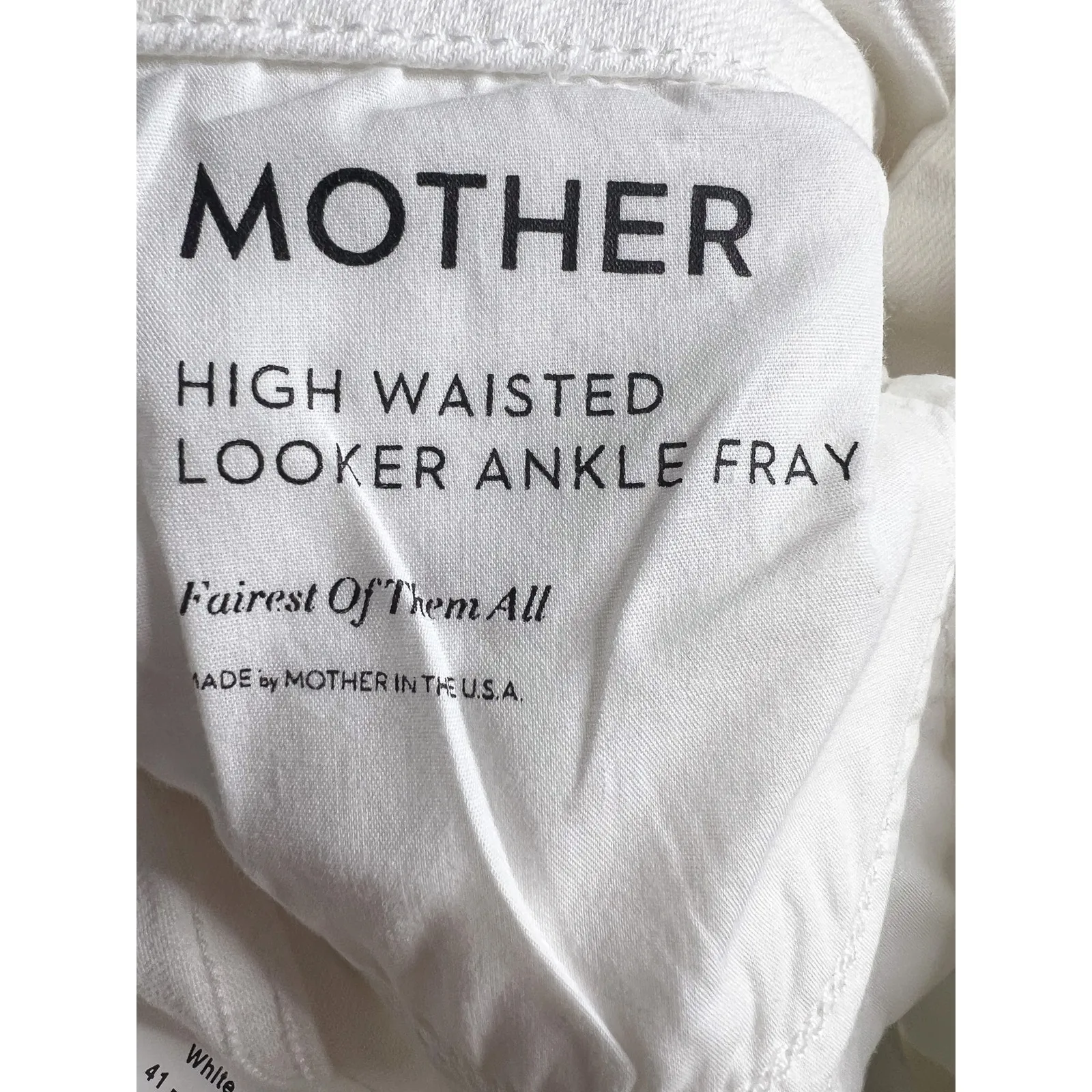 Mother High Waisted Looker Ankle Fray Jeans Size 26 Fairest of Them All White - Image 7