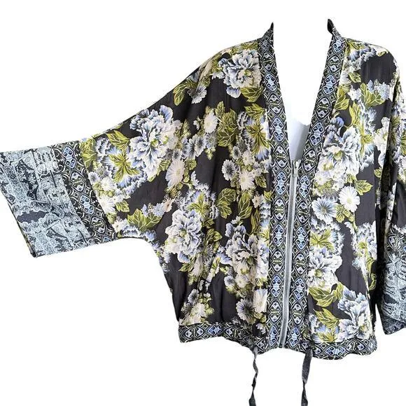 Free People Wildflower Cinched Zip Oversized Light Jacket‎ Kimono - Image 10