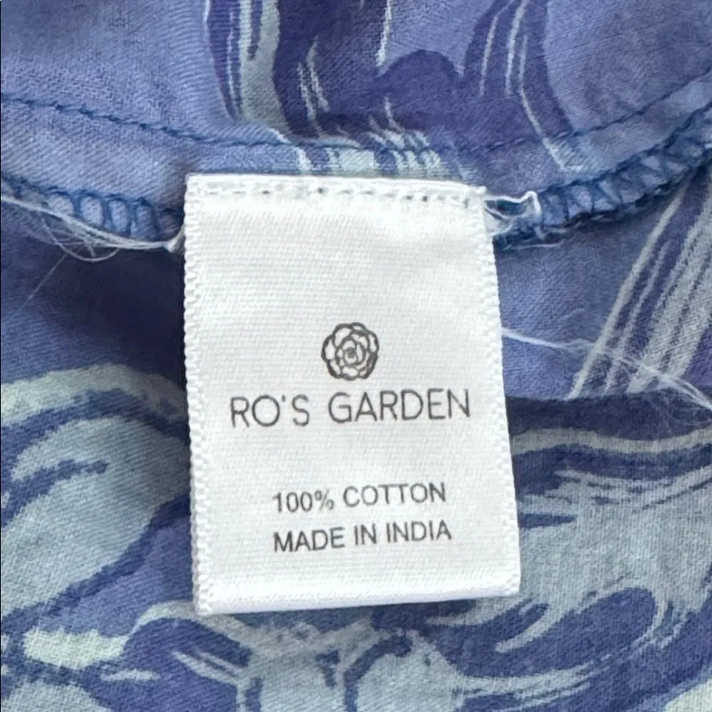 Ro's Garden Romy Floral Cotton Tiered Minidress L Blue Size L - Image 4
