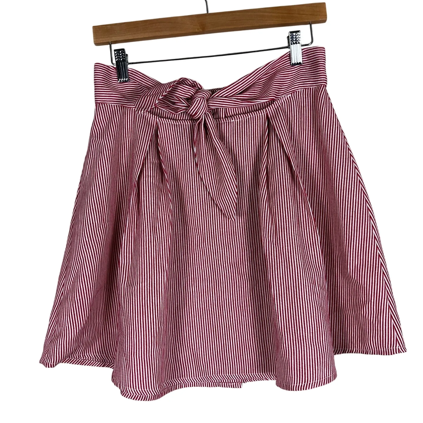 After Market Mini Skirt Womens 6 Red Striped Button Front Cottagecore Picnic - Image 3