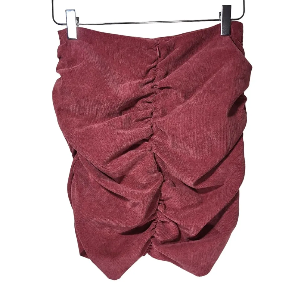 NWT Zara Corduroy Draped Ruched Mini Skirt in Dark Mauve - Image 7
