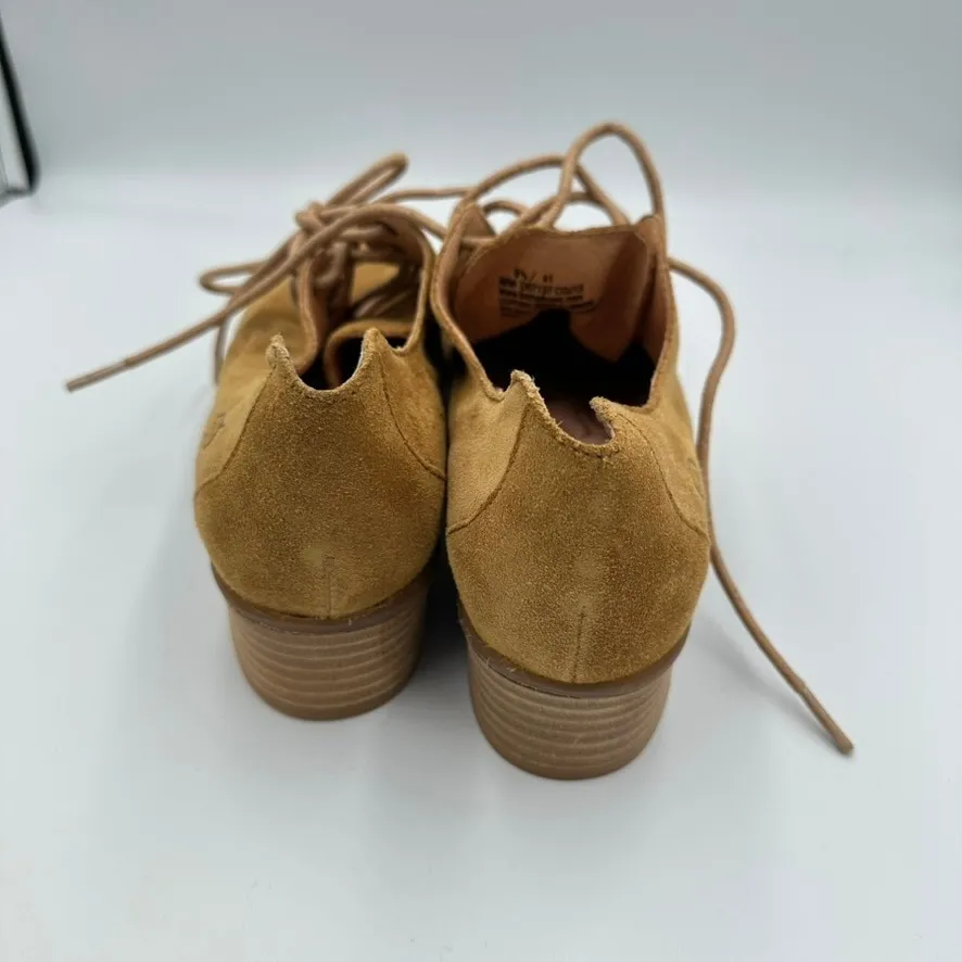 Born Hand Crafted Footwear Suede Lace Up Mott Oxford Heel Preppy Academia Retro Tan Size 9.5 - Image 10