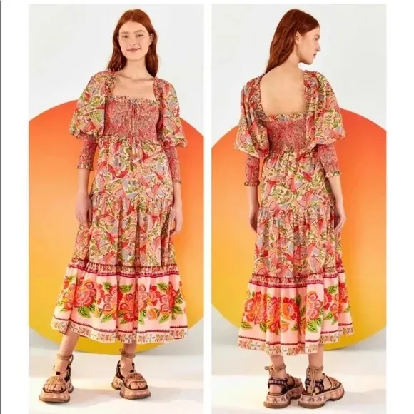 Farm Rio Macaw Flight Smocked Top‎ Maxi Dress - Image 3