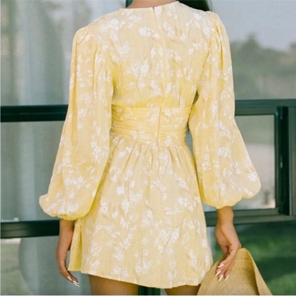 Sabo Skirt Lulu Dress in yellow with a floral print XS | Long sleeve - Image 2