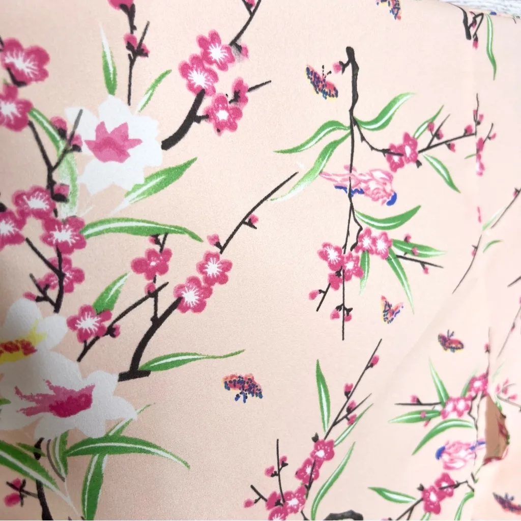 Symphony Cream & Pink Floral Open Front Kimono Robe Size Small - Image 4