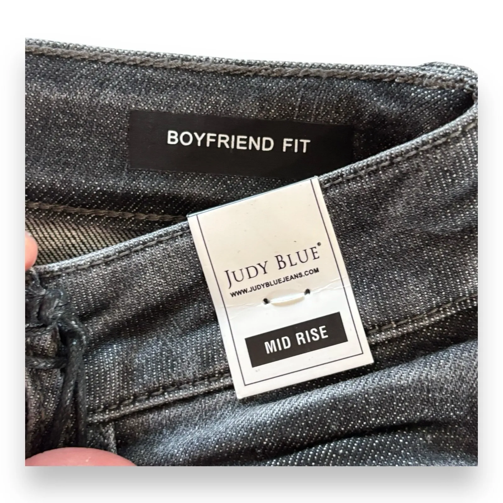 JUDY BLUE Jeans Distressed Boyfriend Fit Mid Rise Size 1/25 Black New - Image 6