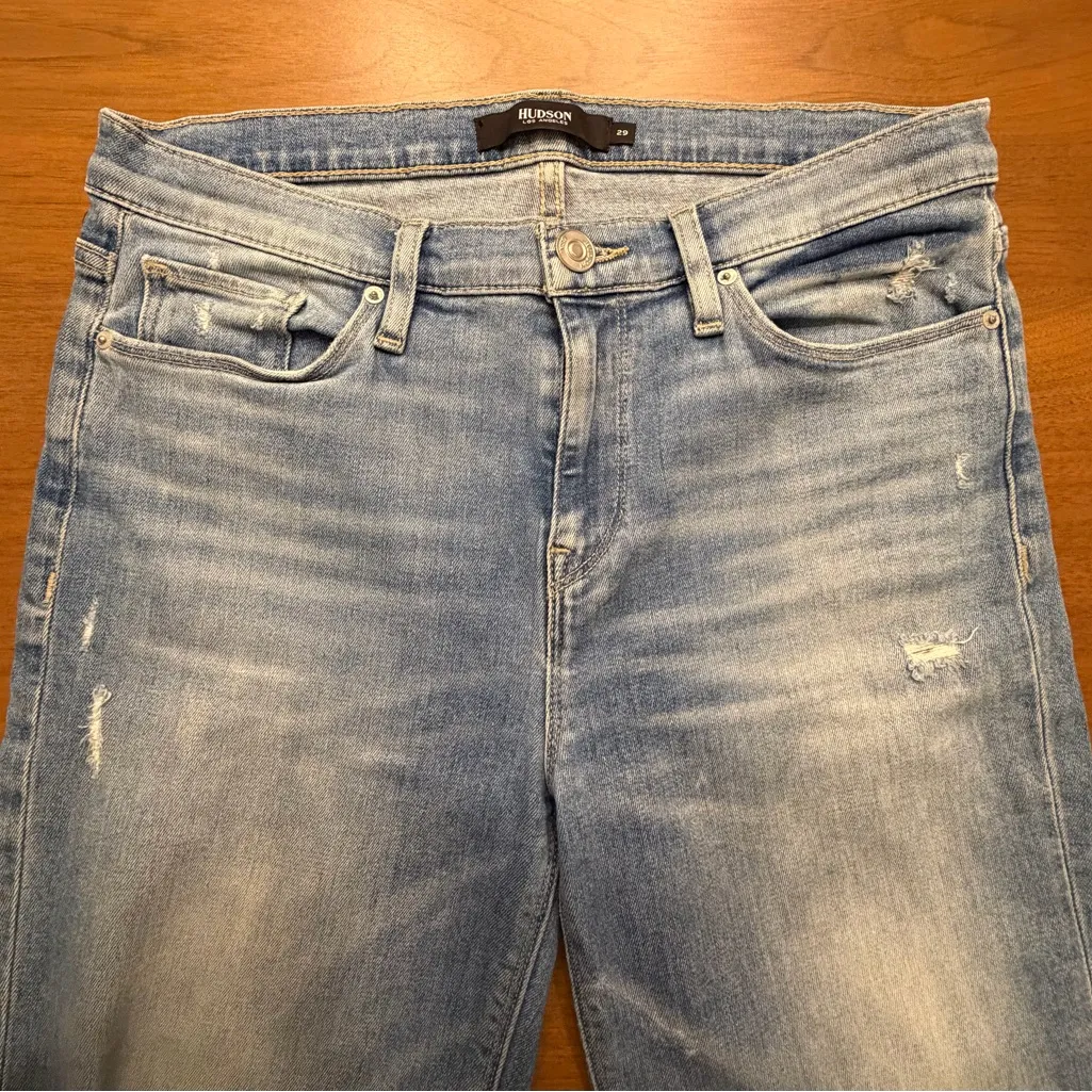 Hudson Nico Ripped Chew Hem Ankle Straight Leg Jeans Size 29 - Image 8