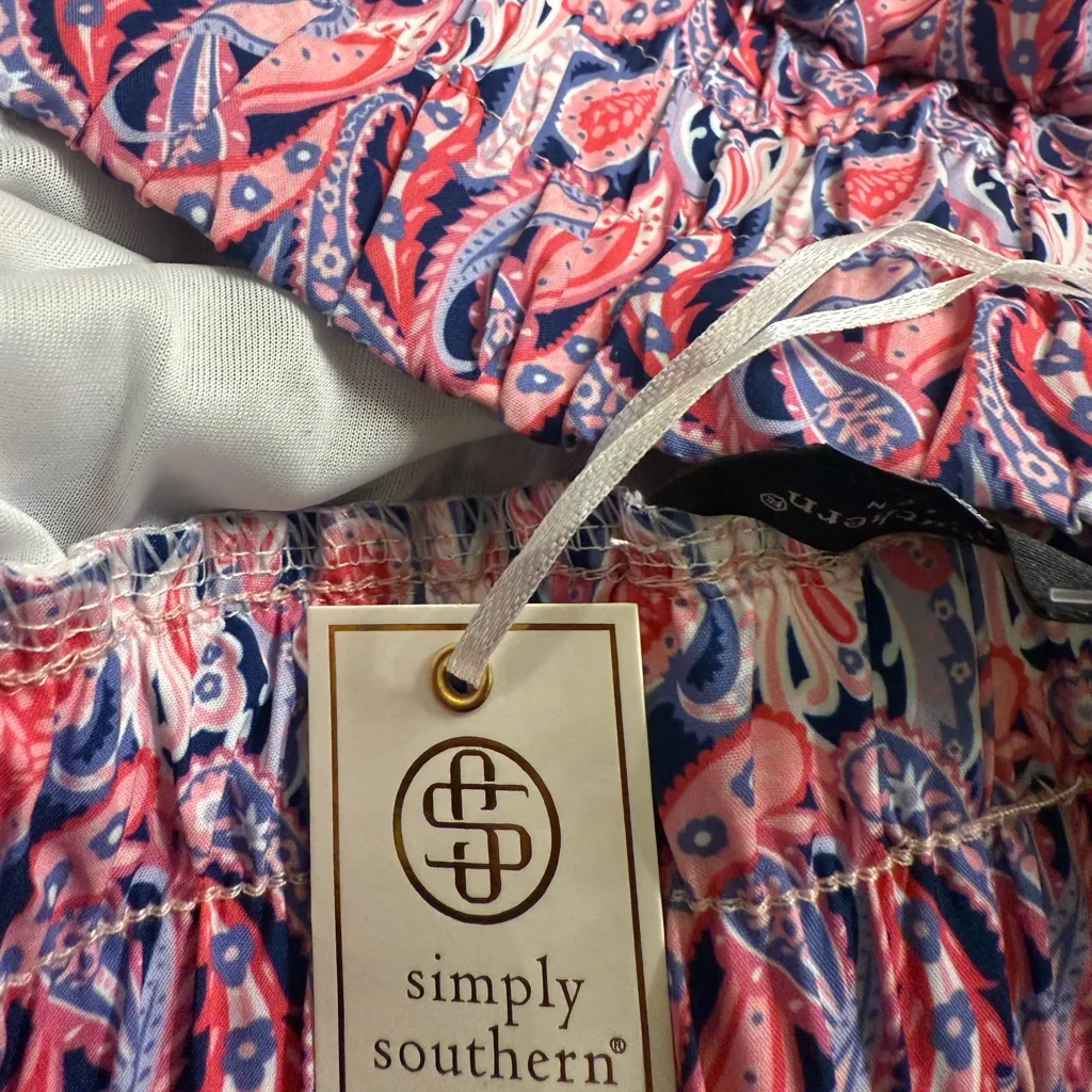 Simply Southern Pink Purple Paisley High Rise Elastic Waist Shorts - size XXL - Image 10