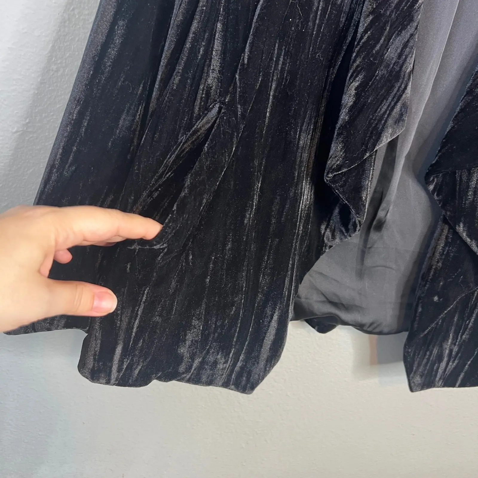 Black Swan Black Crinkle Velvet Blazer Jacket Womens Size S Goth Whimsigoth - Image 5