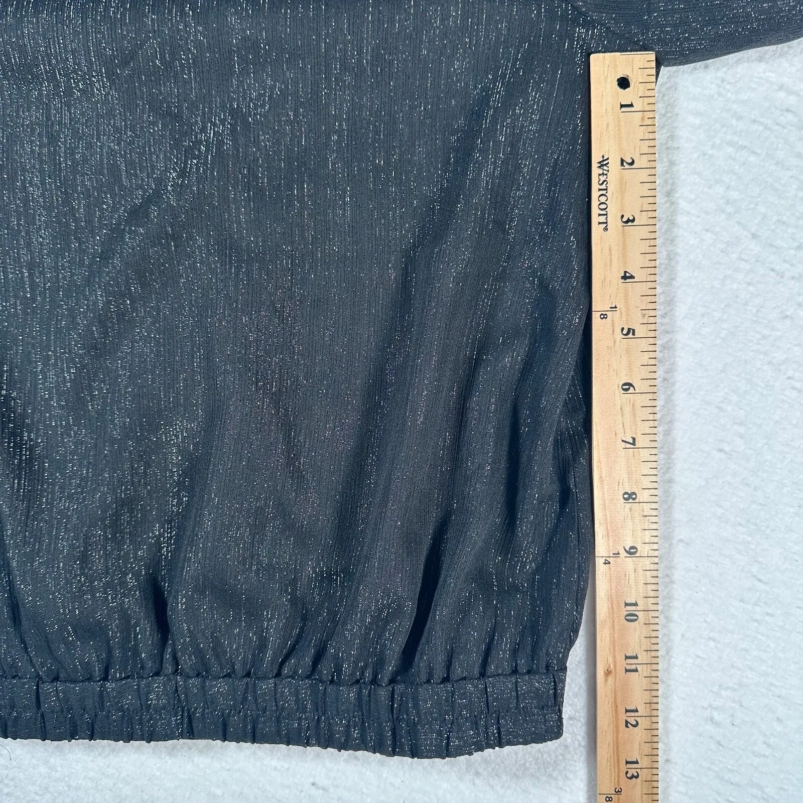 Madewell Lyric Wrap Longsleeve Top Shirt Women X-Small Black Shimmer AF678 - Image 12