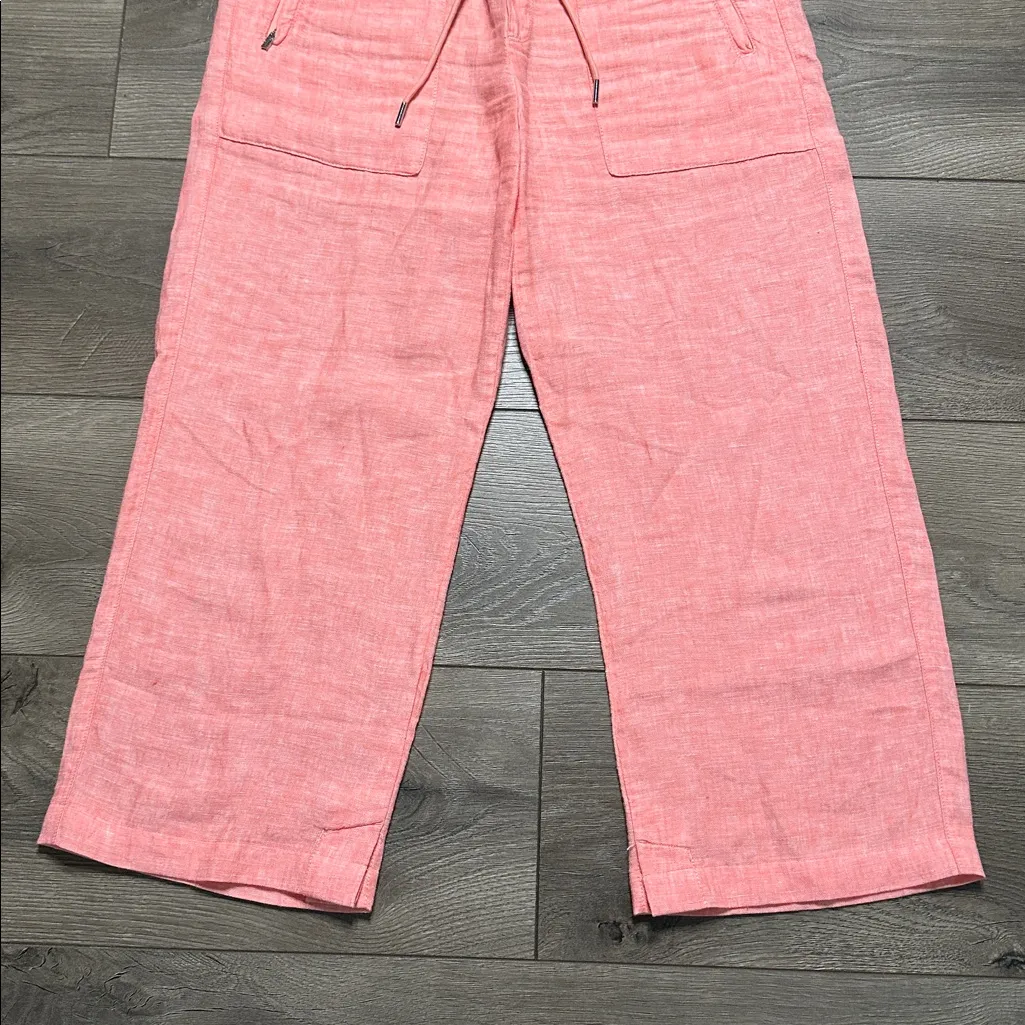 Athleta Retreat Linen High Rise Wide Leg‎ Pant Sunset Glow Orange Size 0 - Image 4