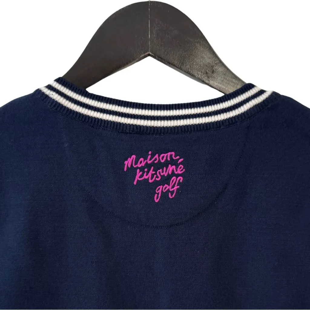 Maison‎ Kitsune Golf XS Fox Argyle Jacquard Knit V - Image 6