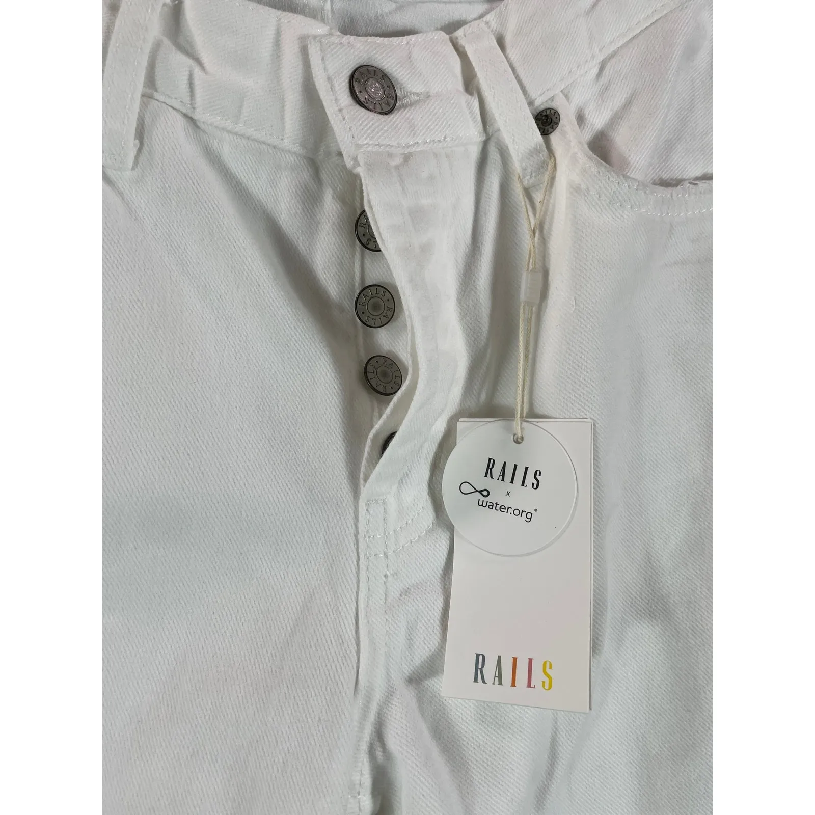 NWT Rails‎ Atwater Blanche Distressed White Slouchy Straight Leg Jeans School 25 - Image 4