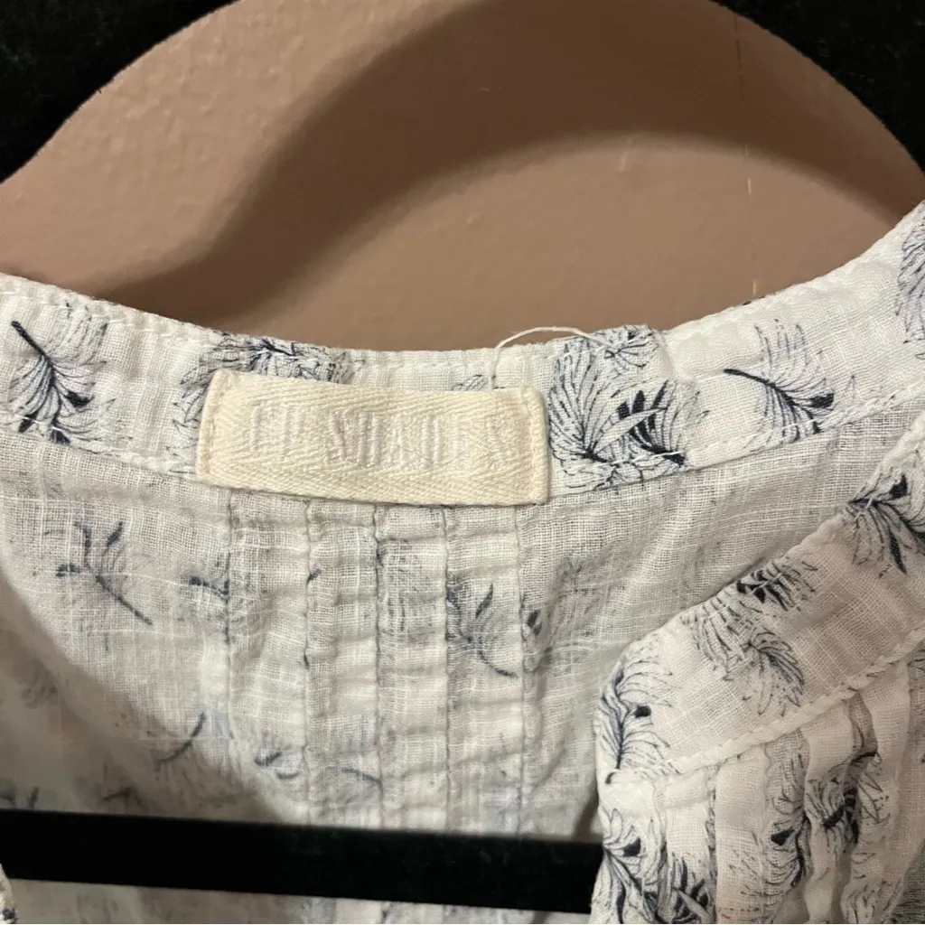 CP Shades White & Blue Floral 100% Cotton Cap Sleeve Lightweight Tunic Dress - Image 2