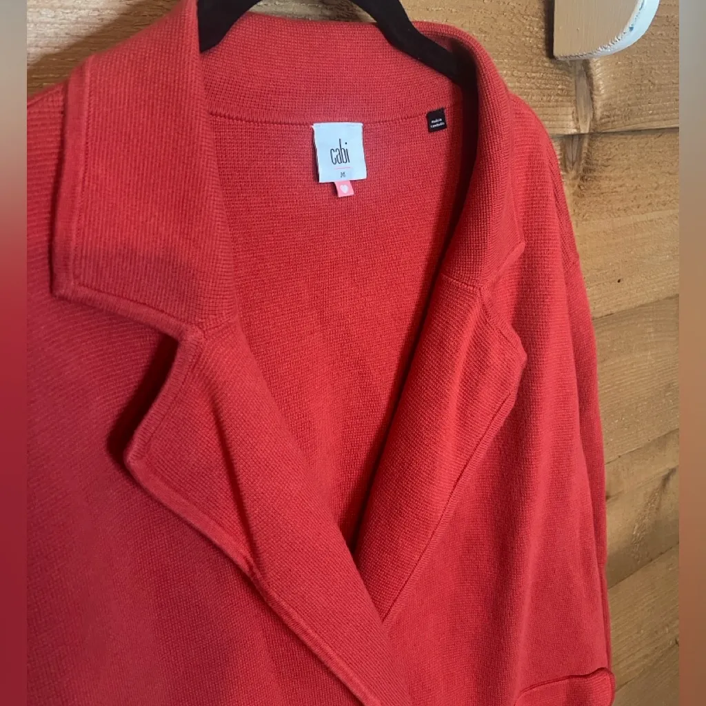 Cabi Coronation Red Knit Blazer Jacket Med Cotton Button M-L Boutique - Image 4