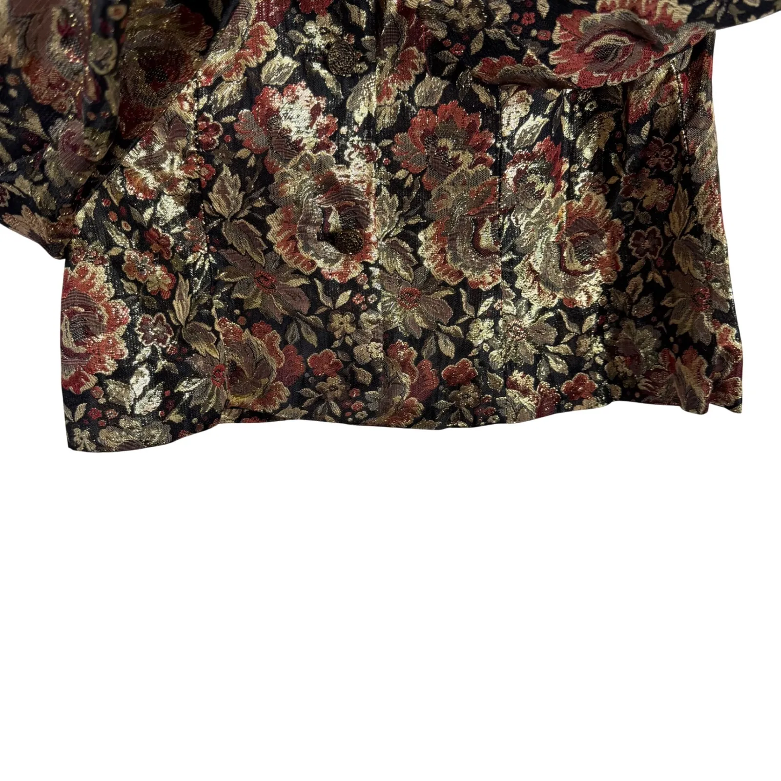 Vtg Scott McClintock Sport Metallic Floral Brocade Jacket Blazer Made in USA M Gold Size M - Image 6