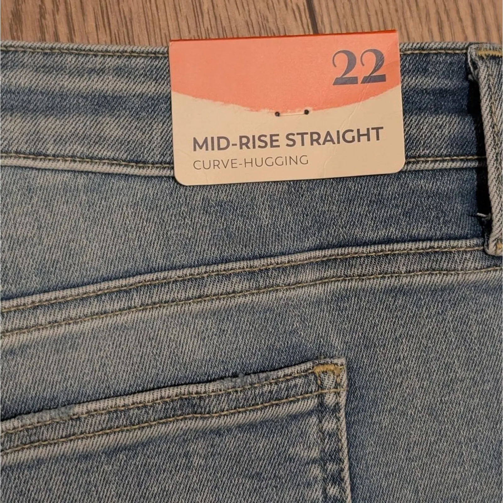 NEW Arula Womens Plus 22 Jeans Mid Rise Straight Leg Crop Denim Ripped Knees NWT Blue - Image 6