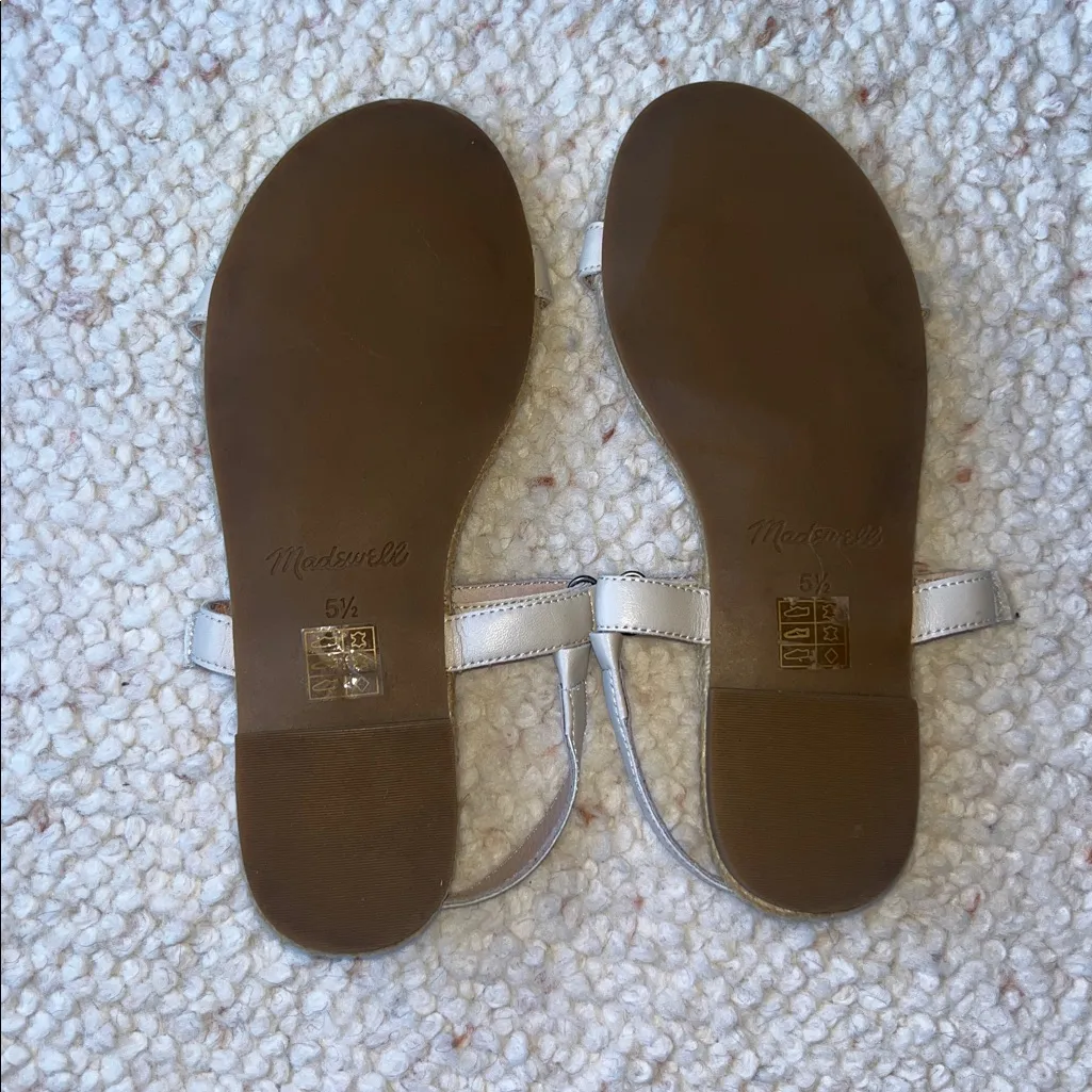 Madewell Hallie Espadrille Sandals Vachetta Leather Pale Oyster 5 1/2 - Image 7