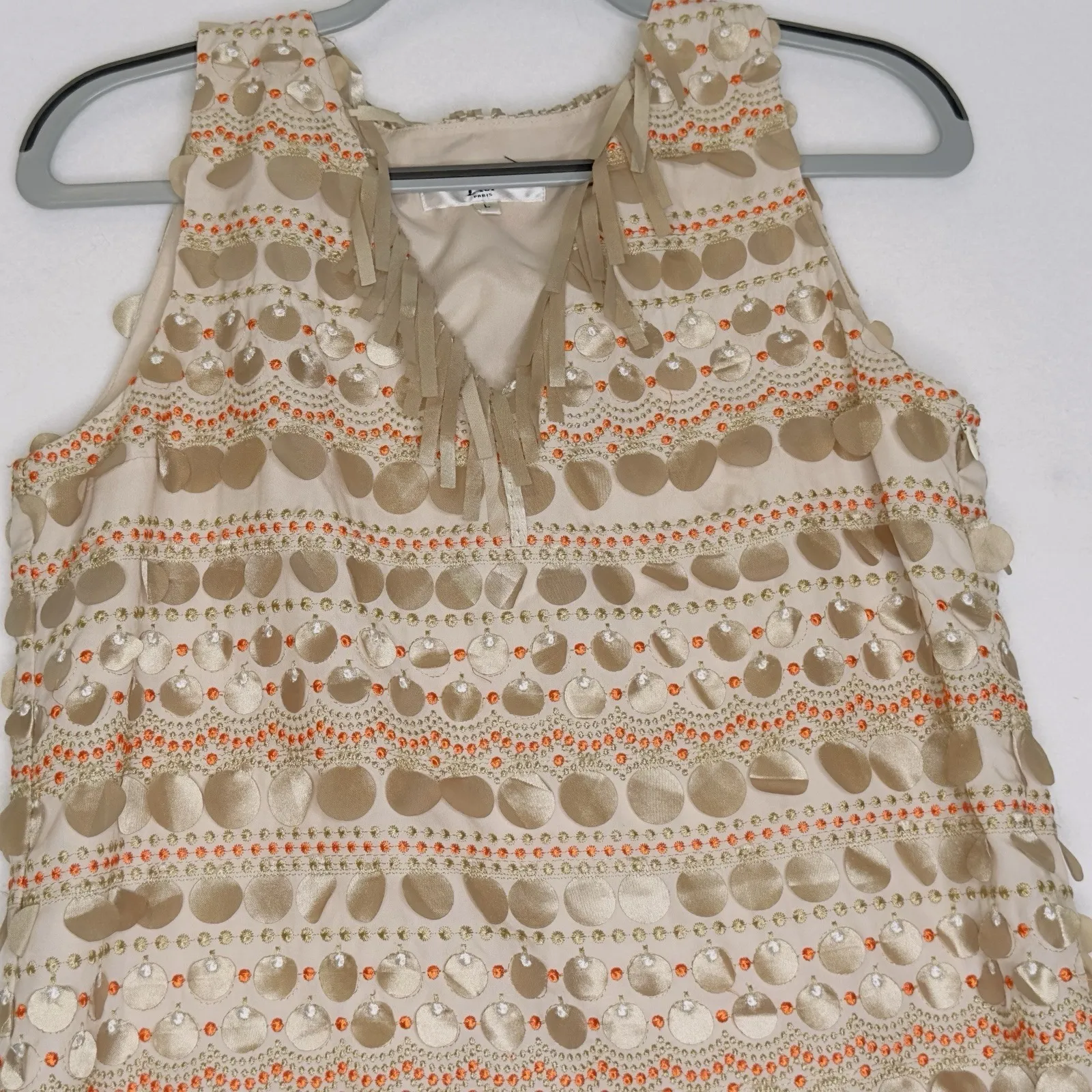 Dress Sz Large Artsy Funky Gold Fringe - Image 2