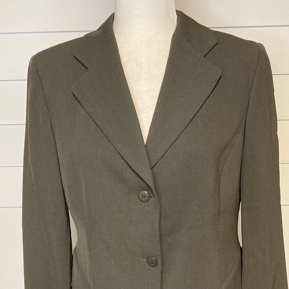 𝅺Emanuel Ungaro Wool Blend Olive Green Blazer Size 6 - Image 2