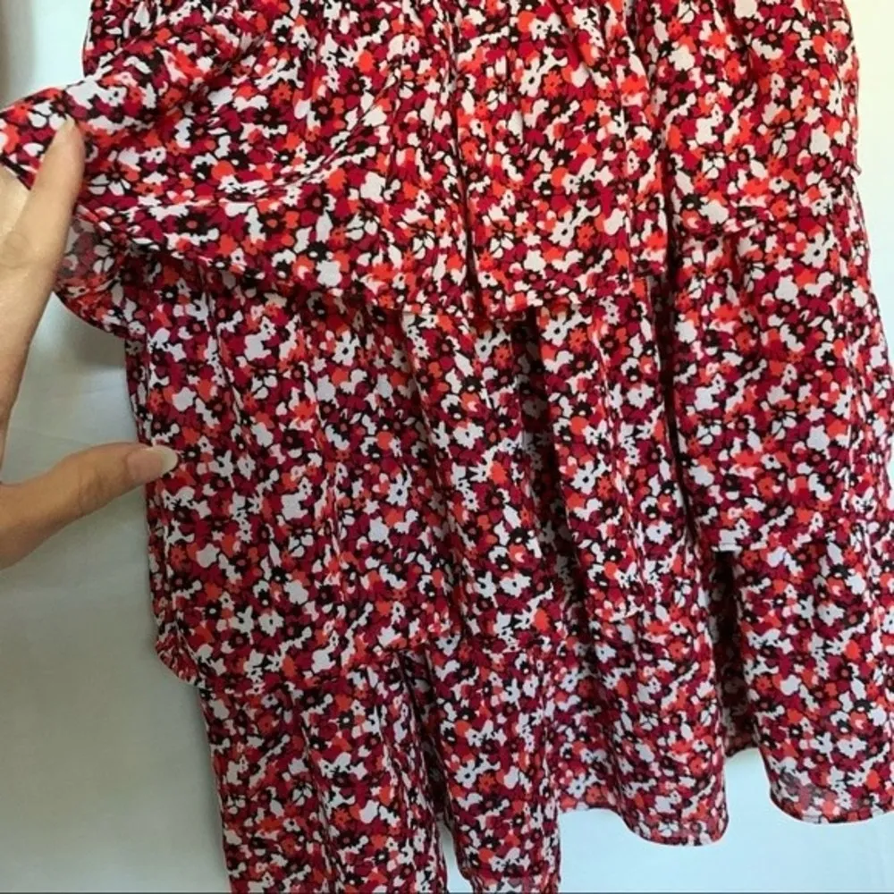 Michael Kors sunari printed off shoulder ruffle long sleeve dress xs - Image 6