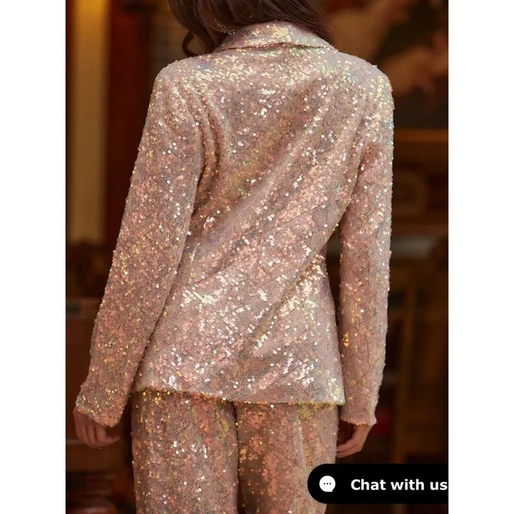 12th tribe Marina Mermaid Print Sequin Blazer Size Small - Image 4