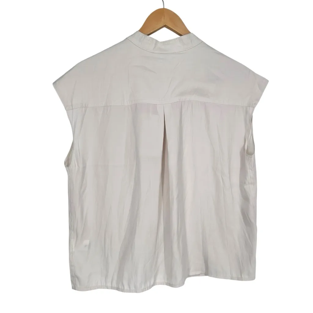 J by Joie Ivory Button Down Cap Sleeve Blouse size Small High Neck Lightweight - Image 8