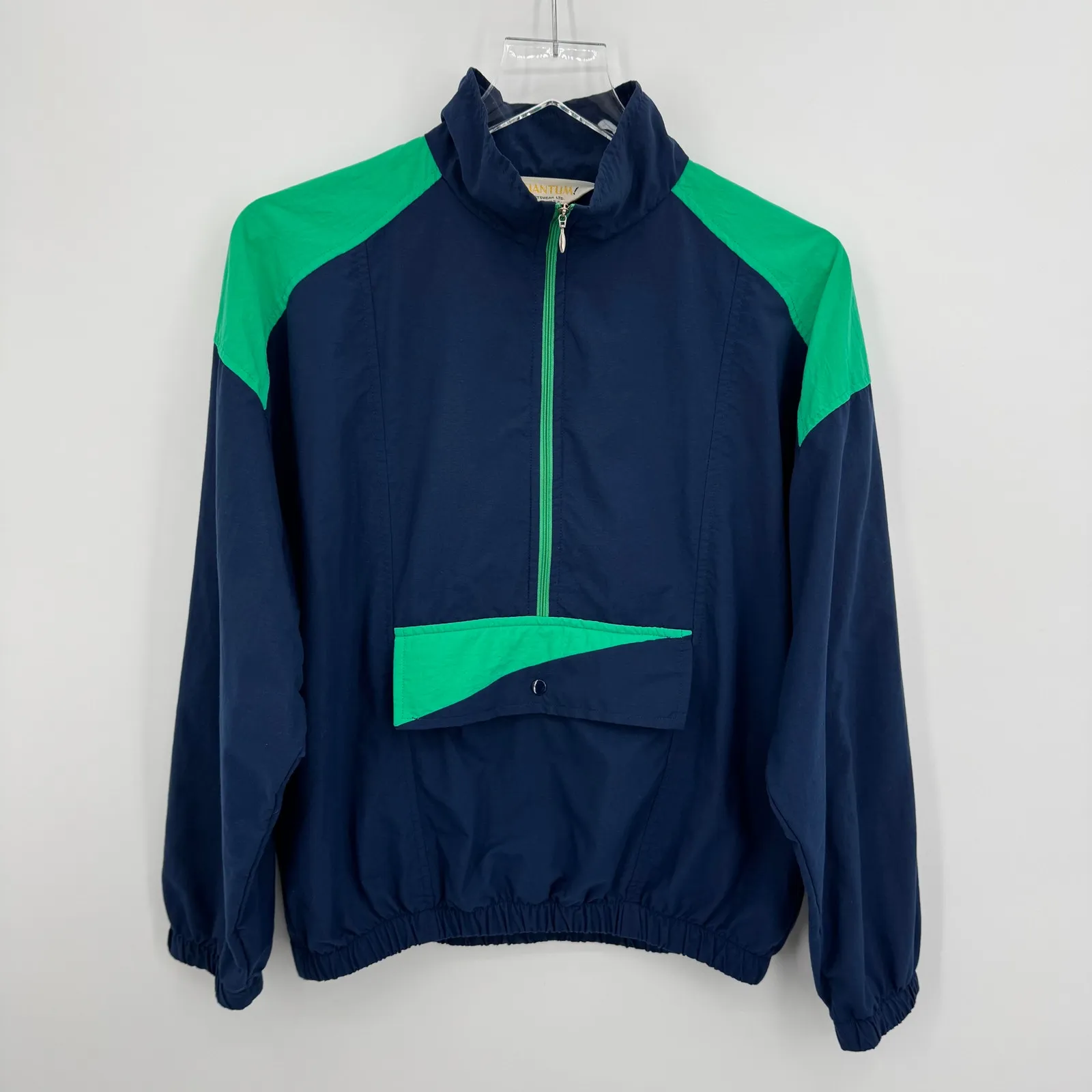 VTG Quantum jacket women's 10 windbreaker pullover mock neck 1/2 zip pocket 80's Blue - Image 10