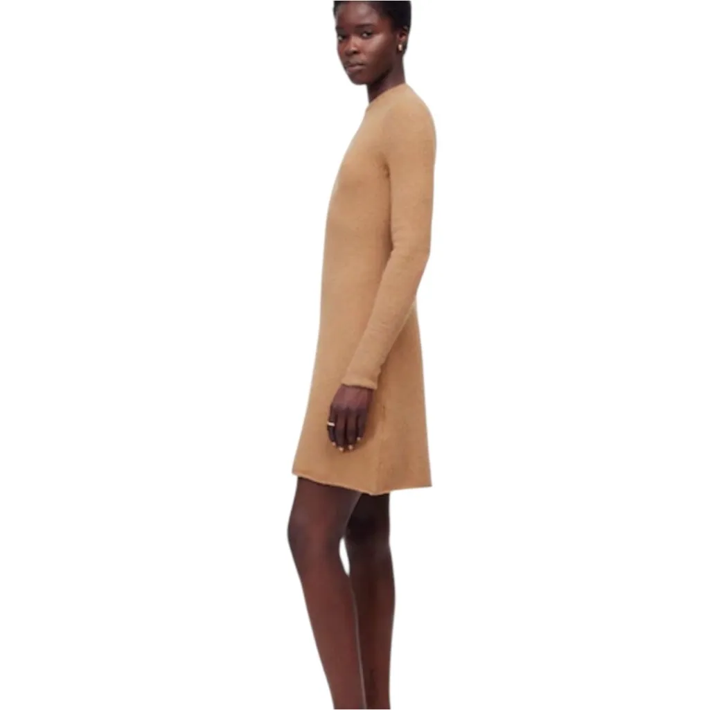 EUC Madewell Sz XS Sweater Mini Dress in Heather Camel $138 pilling fabric shave - Image 3