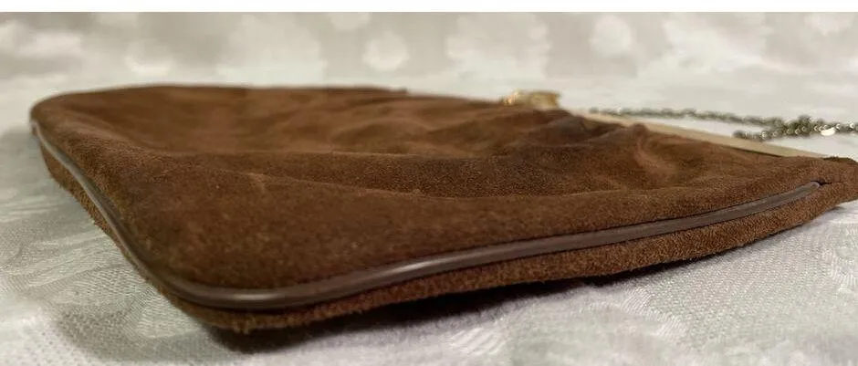 Vintage Harry Levine HL USA Womens Crossbody Purse Brown Suede Leather - Image 9