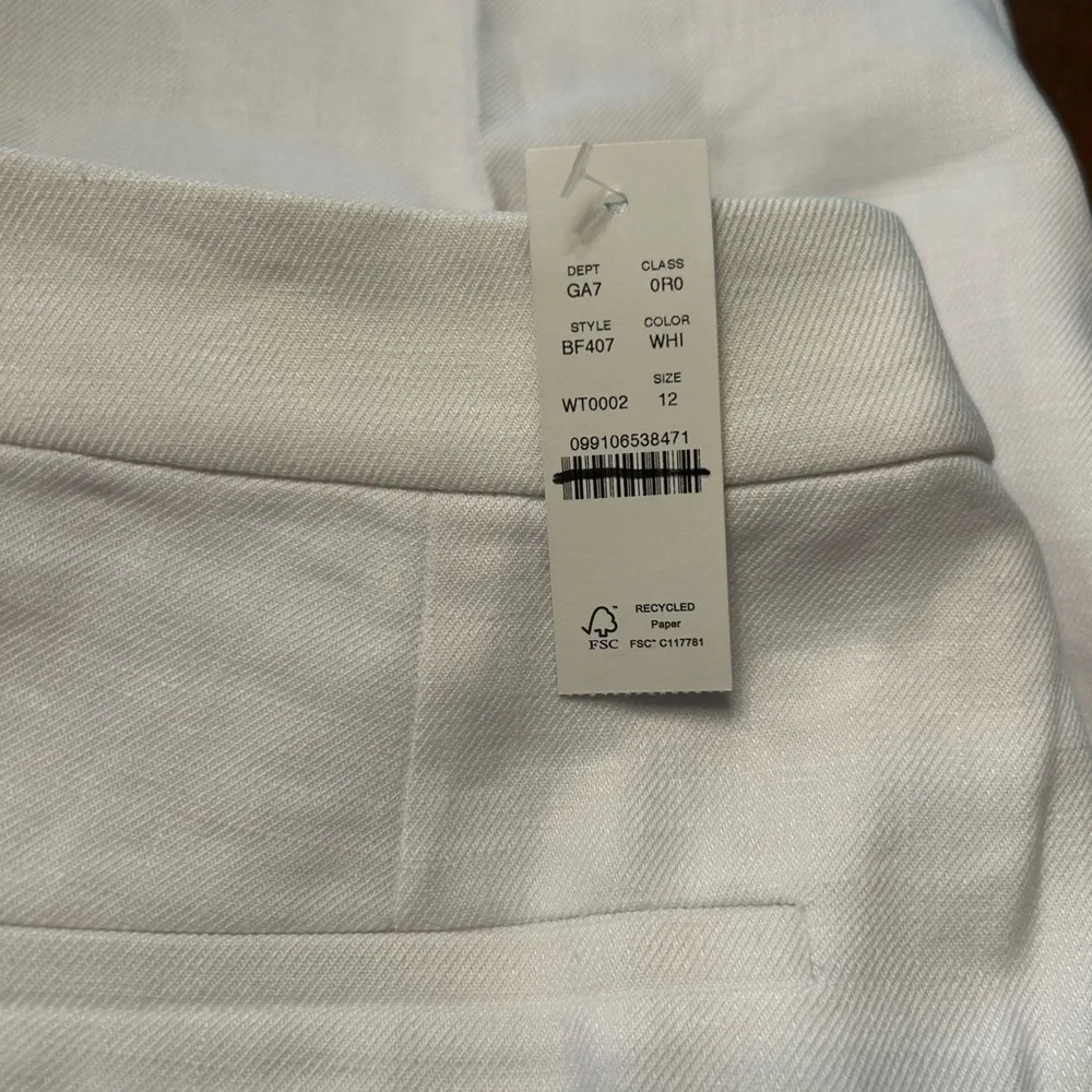 J. Crew Women’s Kate straight-leg Pant Stretch Linen Blend White Size 12 #BF407 - Image 4