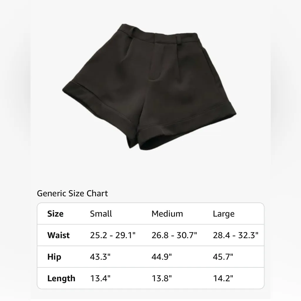 NEW Black Suit Shorts High Waist Wide Leg Shorts Career L - Image 2