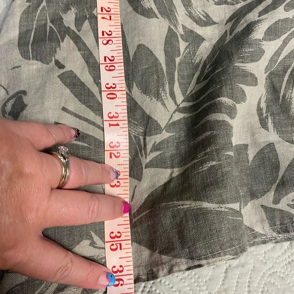 Lina Tomei Tropical‎ Linen Shift Dress Size Small Lagenlook Resort Beach Italy Green - Image 4