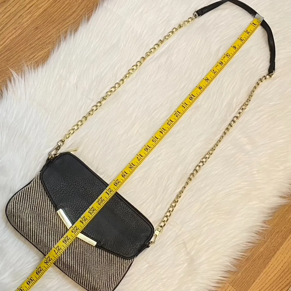 Olivia + Joy Clutch Bag Crossbody Purse Black/Ivory Tweed with Gold Chain Black - Image 13