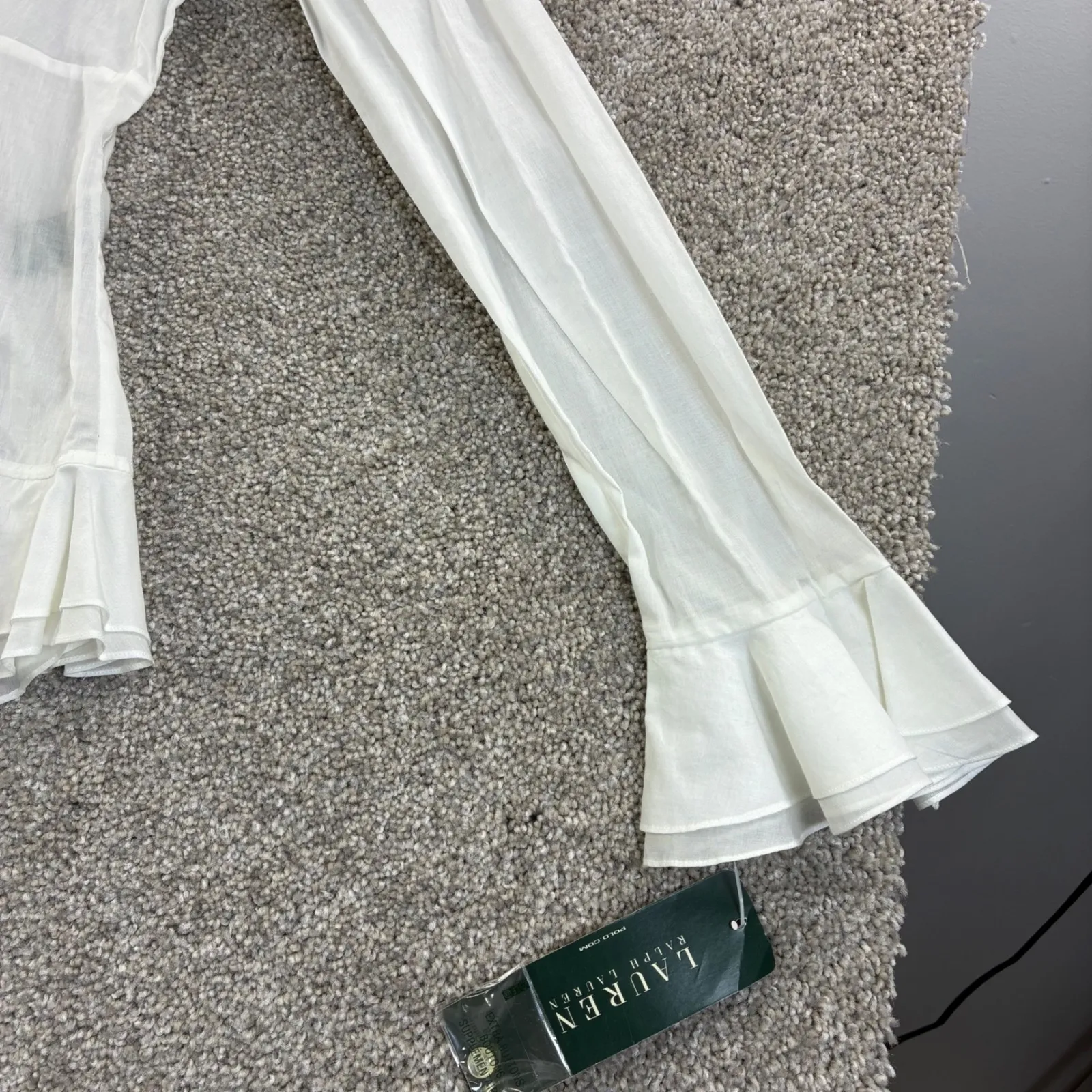 Lauren Ralph Lauren Womens 14 Sheer Ruffle Front Long Sleeve Blouse Peasant Boho - Image 10