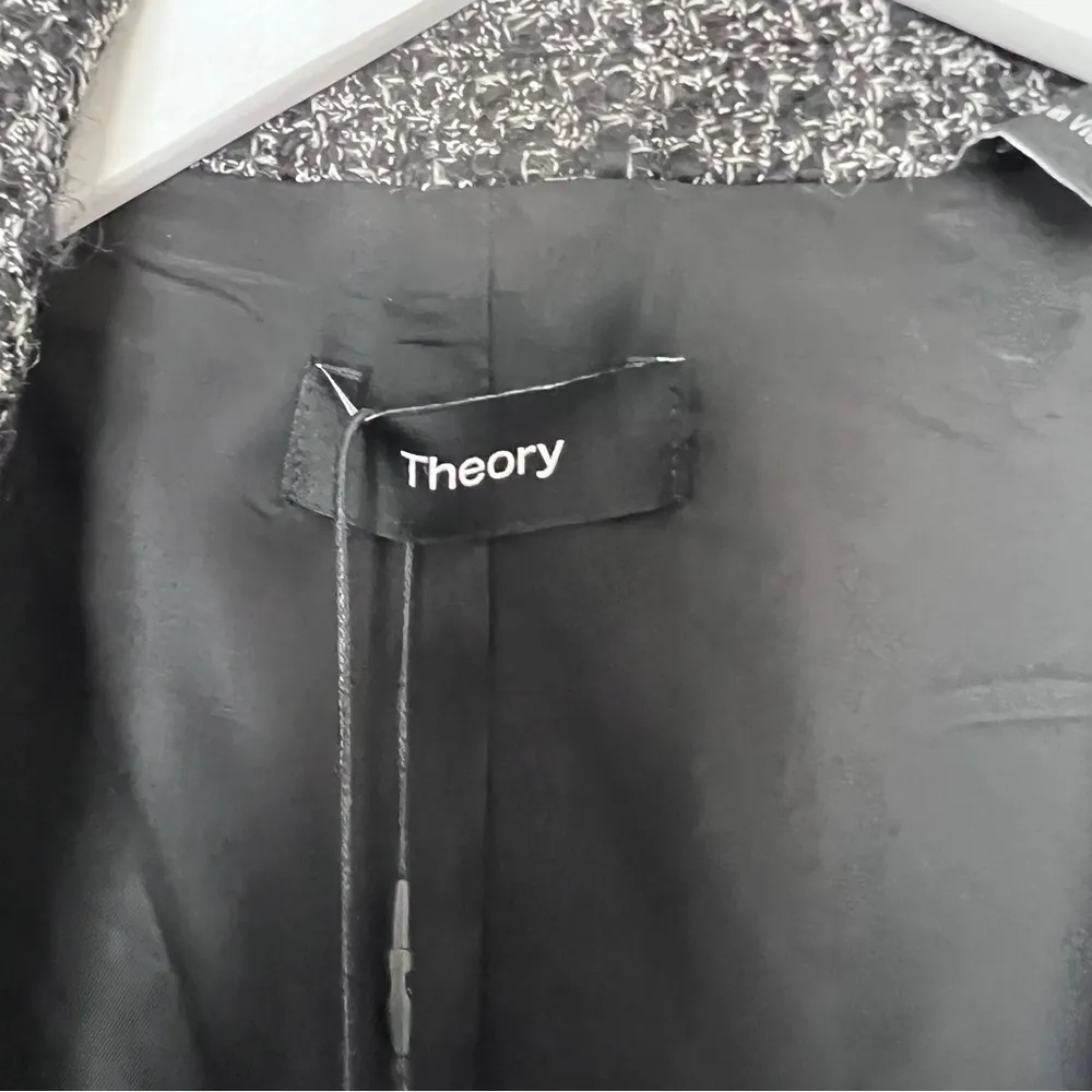 Theory  Piazza Noelle Double Breasted Tweed Blazer BLACK MULTI Size 10 - Image 8