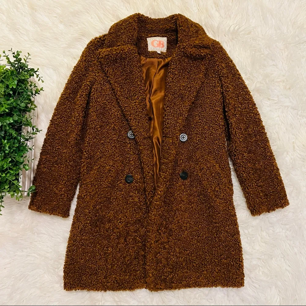 Gianni Bini Teddy Coat XS Cognac/Camel - Image 3